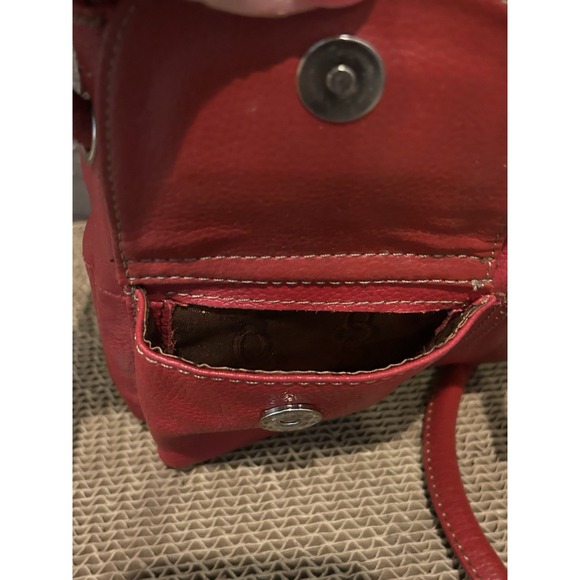 Tignanello Genuine Leather Crossbody Handbag Purse Red Organizer - Picture 5 of 6